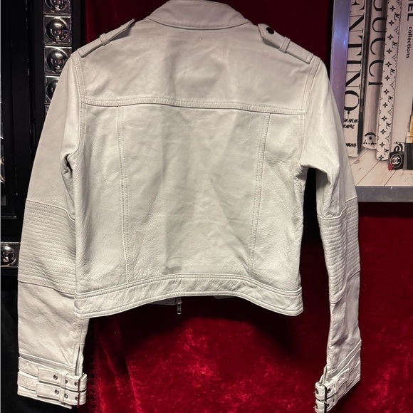 BRAND NEW Moto UB Genuine White Leather Jacket Rare and very Trendy!!! - Picture 3 of 11
